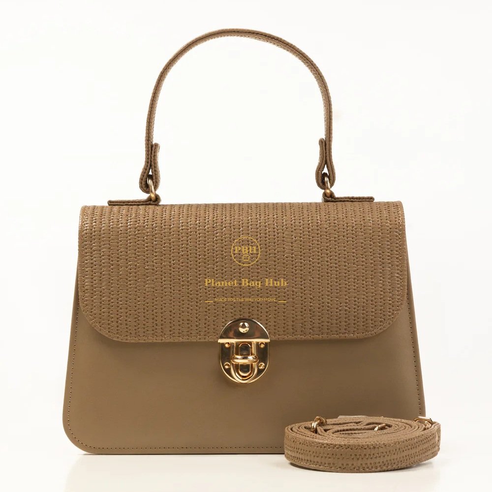 Planet Bag Hub Textured Brown Top Handle Bag