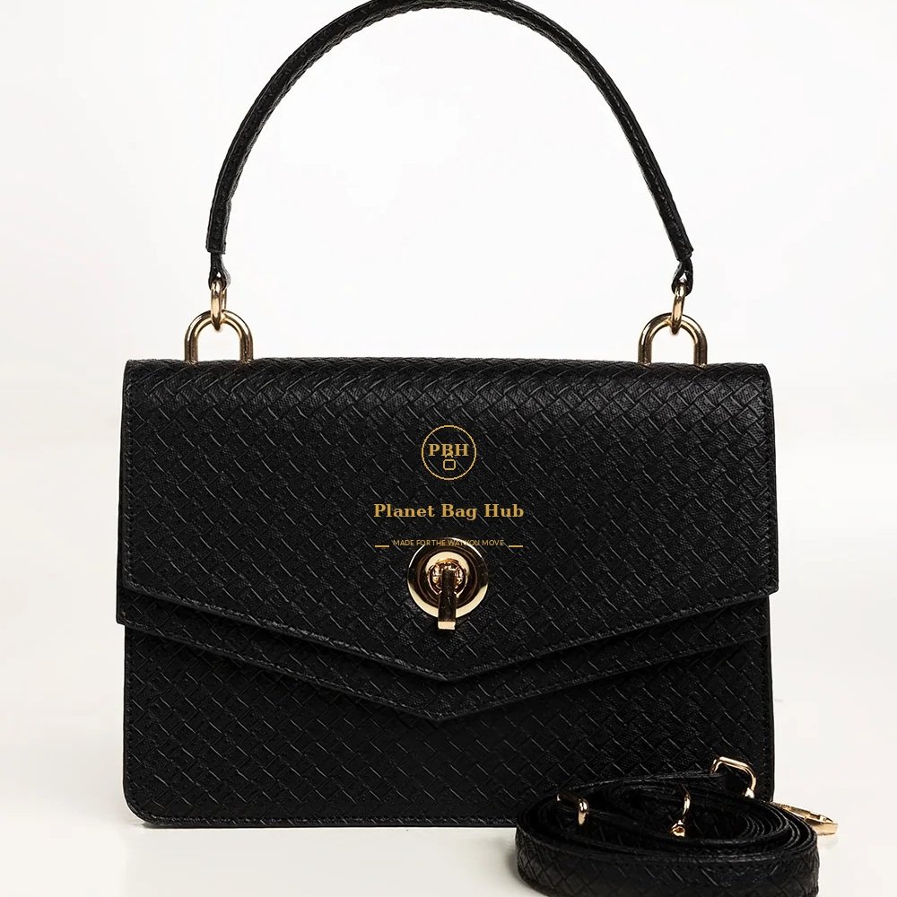 Planet Bag Hub Textured Black Crossbody Bag
